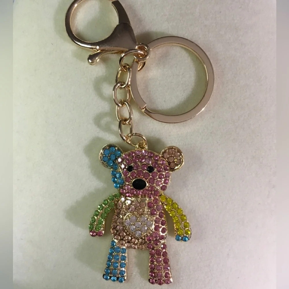 Multicolor Teddy Bear Keychain NEW